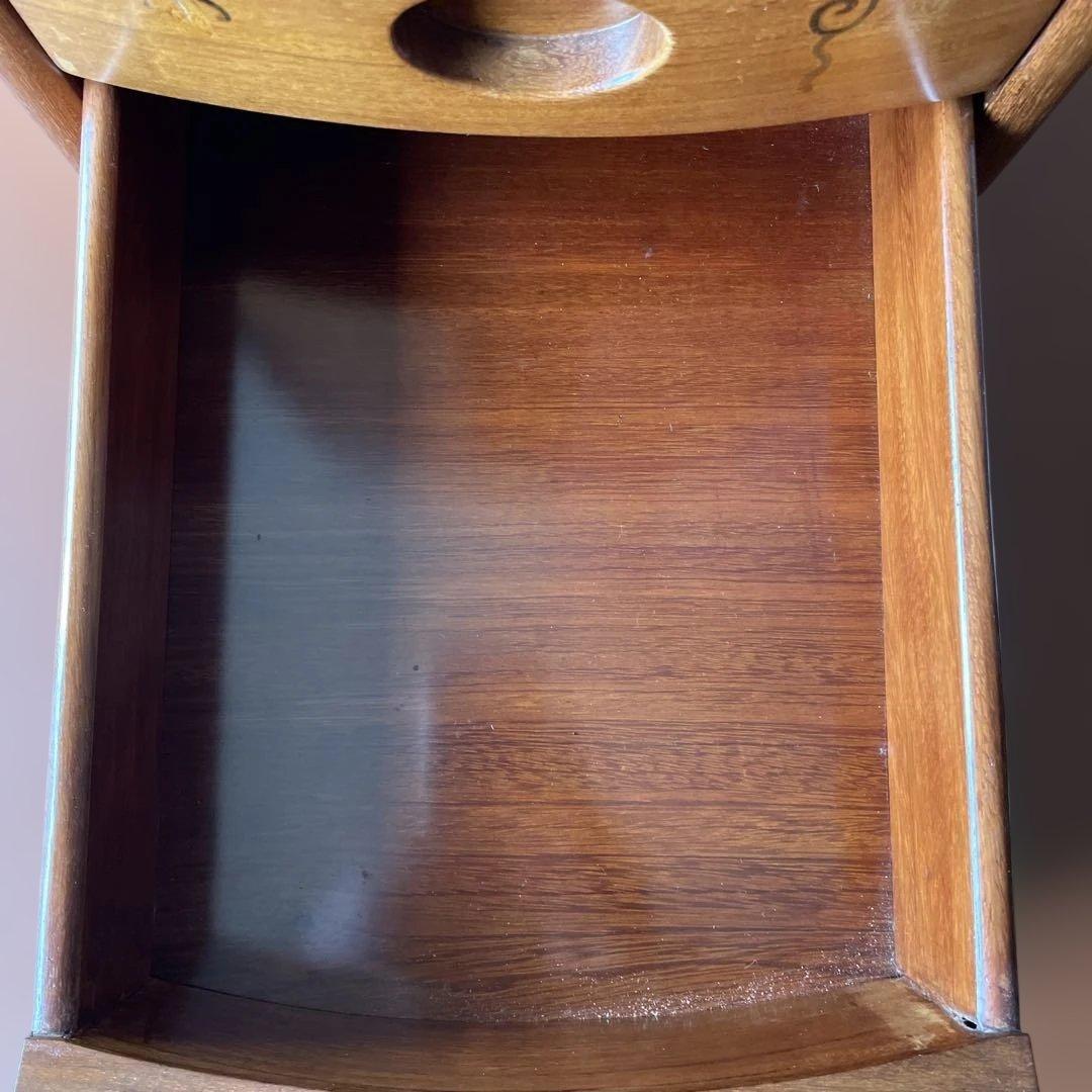 唐木家具花梨無垢材螺鈿細工5段小引出(ブドウと蝶柄)