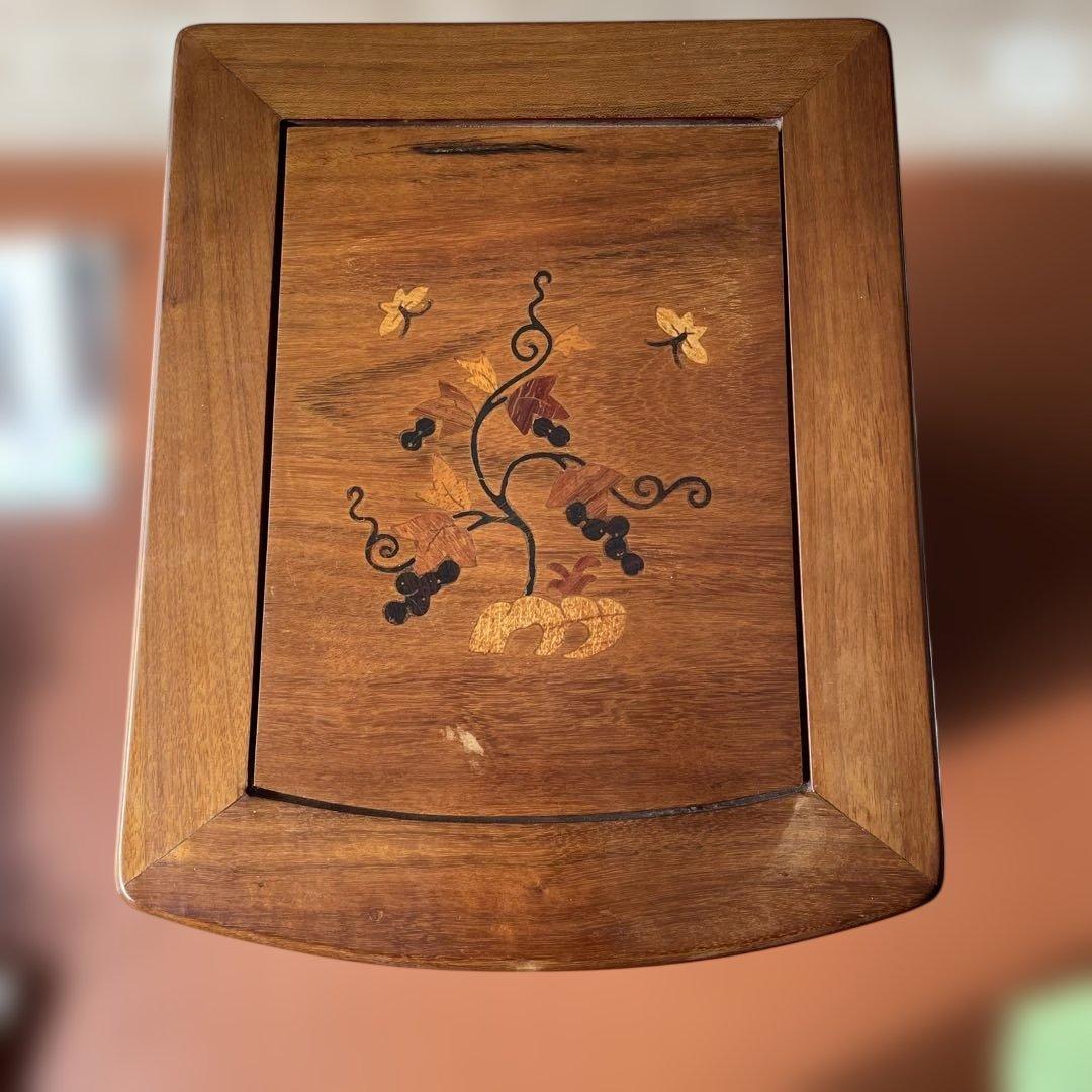 唐木家具花梨無垢材螺鈿細工5段小引出(ブドウと蝶柄)