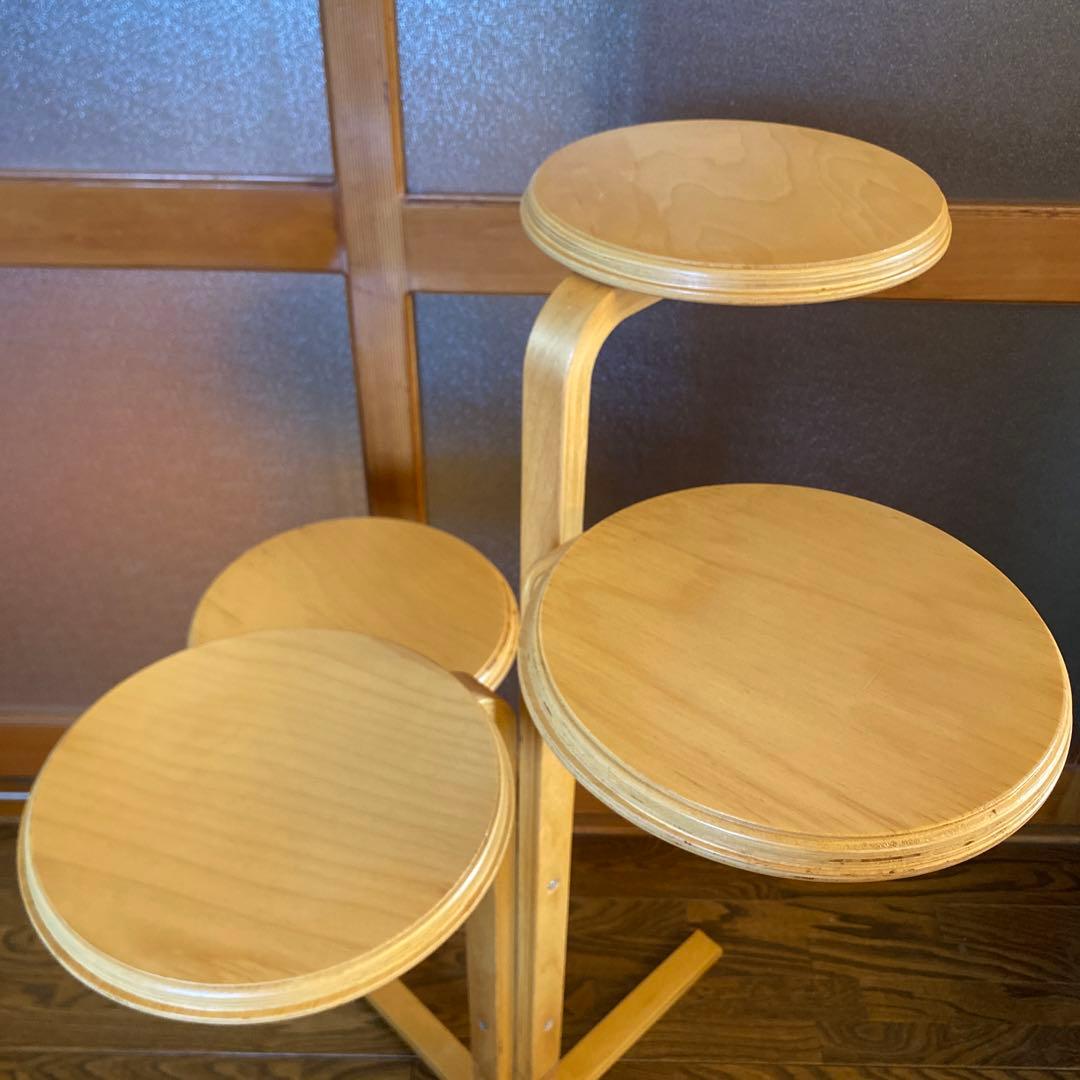 お洒落】木製4連フラワースタンド　小物置き　レトロ