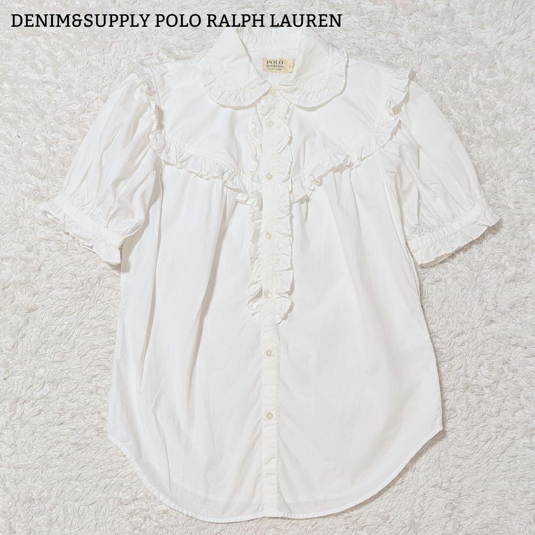 極美品◎デニムアンドサプライ ポロラルフローレン フリルブラウス 現行 M 白