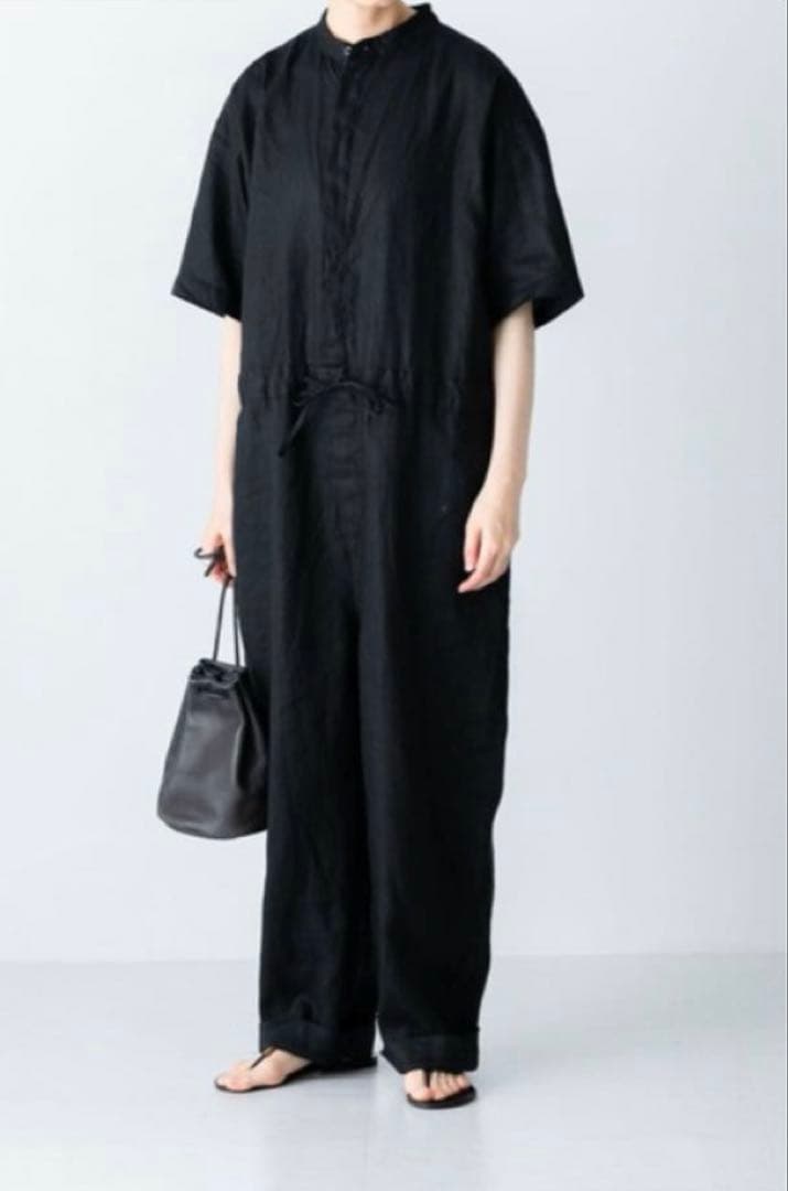 かぐれ　半袖　リネン オールインワン