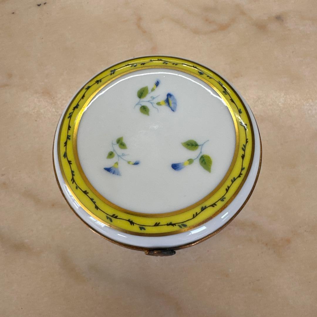 陶器 蓋付き花柄容器　リモージュ　ボックス