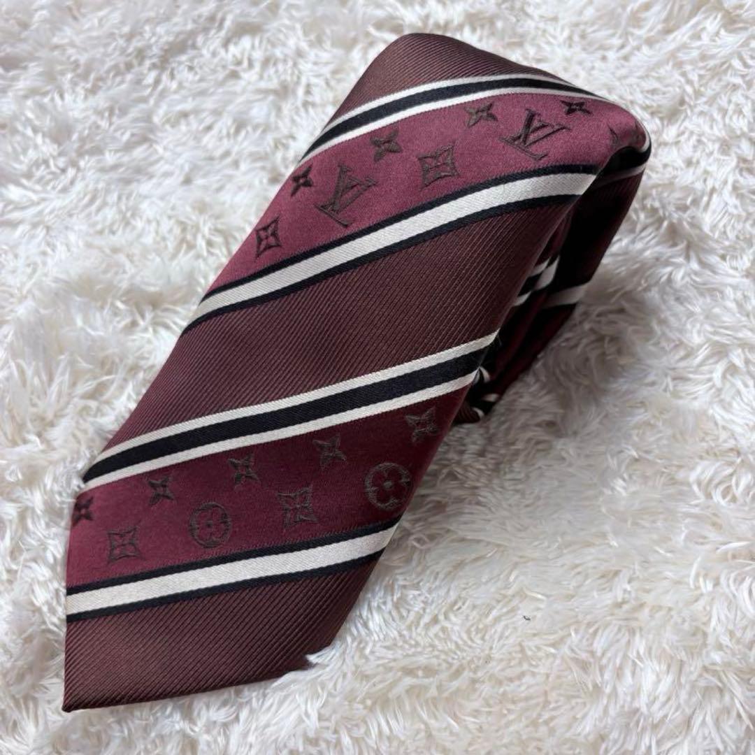 Louis Vuitton ボルドー シルク ネクタイ
