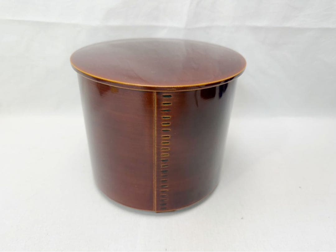 ほぼ未使用 茶道具 紅春慶塗 曲水指 綴目 茶器 木工芸 紙箱