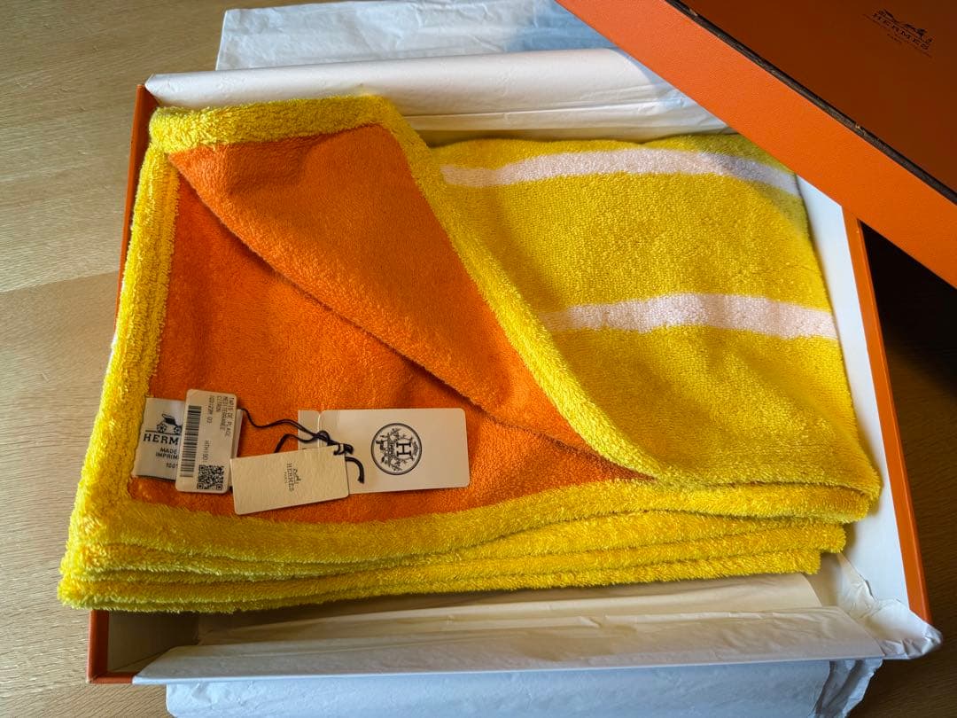 エルメス　ビーチタオル　 ソファカバー　ラグ　 シトロン　新品タグ付き