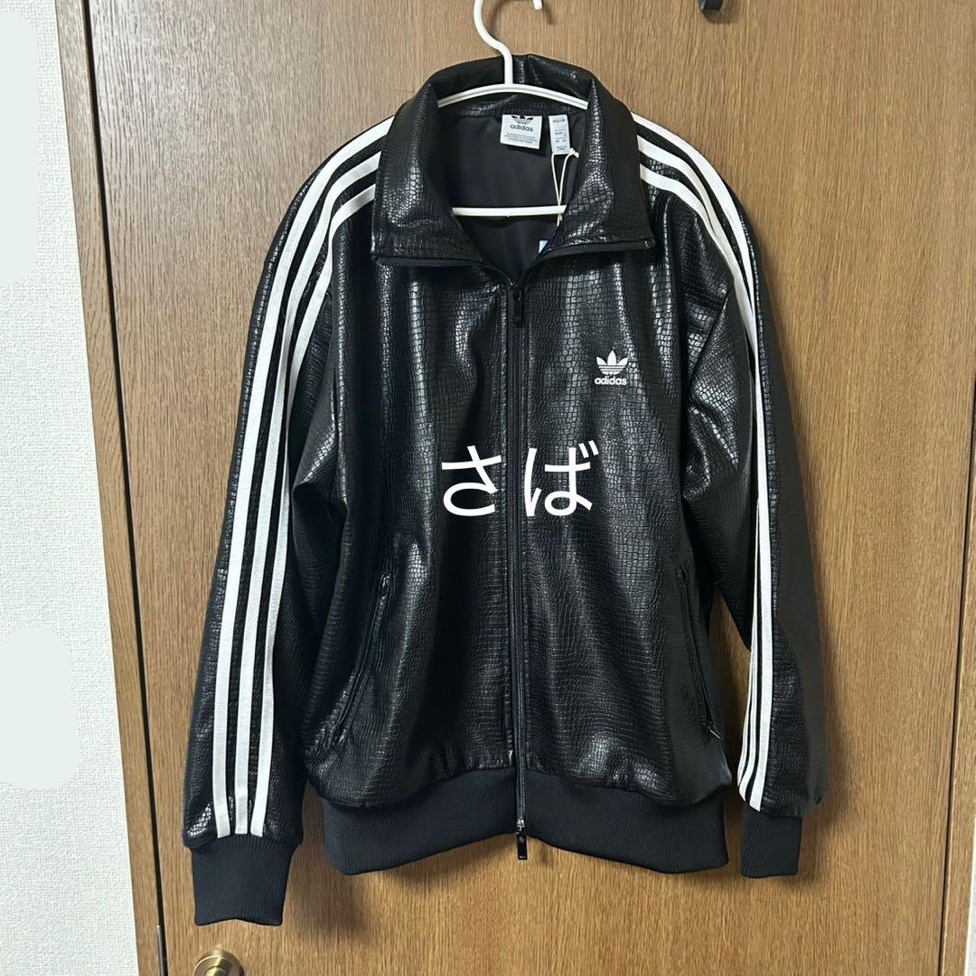 【XLsize/タグ付き】アディダス フェイクレザージャケット　ファイヤーバード