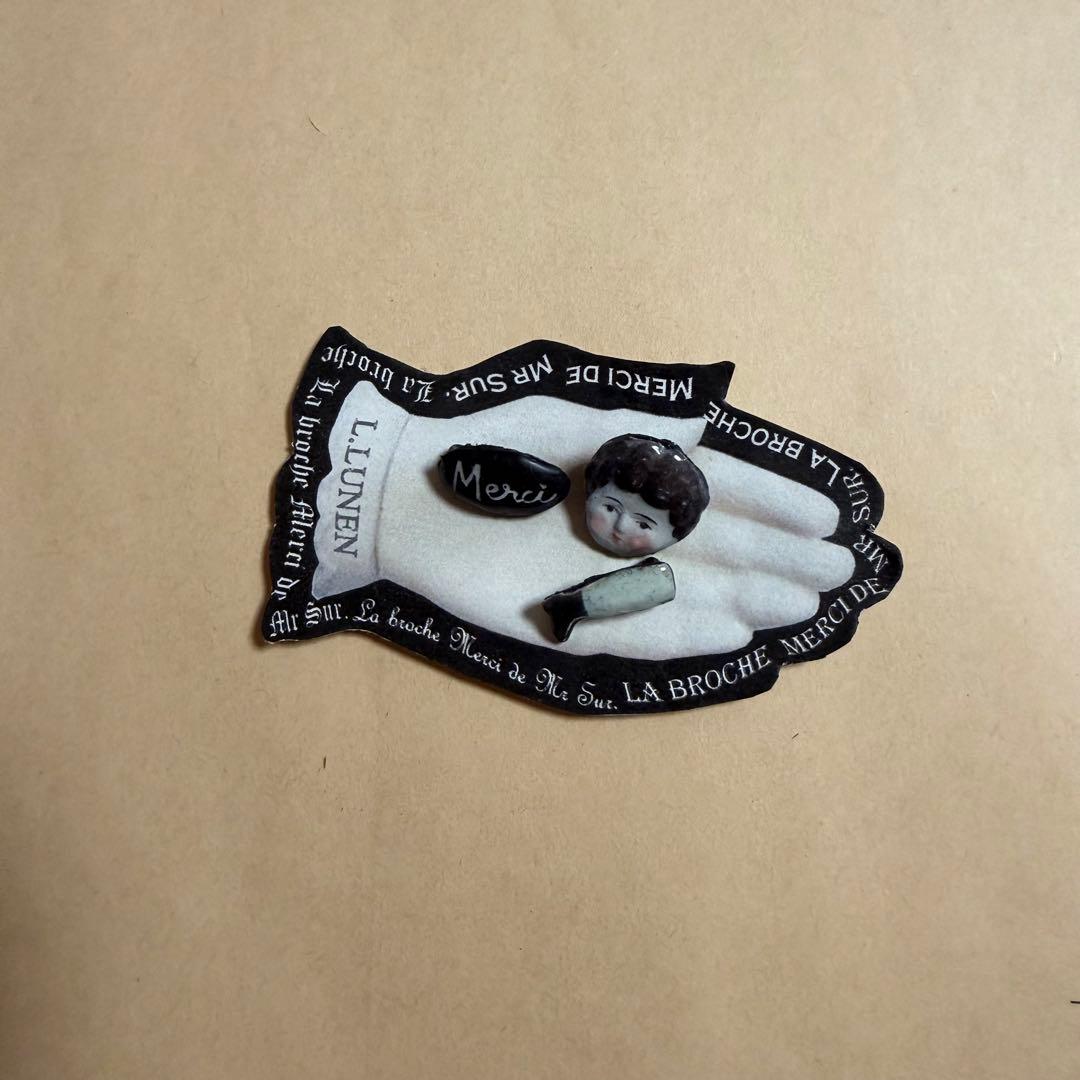 lunen テディベア ぬいぐるみ　作家　ハンドメイド ブローチ　ミニチュア