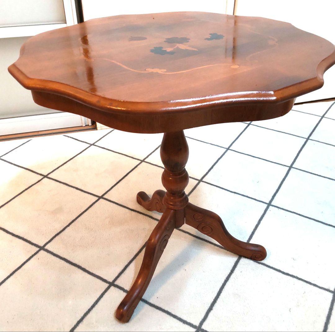 イタリア家具 象嵌細工 コーヒーテーブル サイドテーブル 波型天板 アンティーク