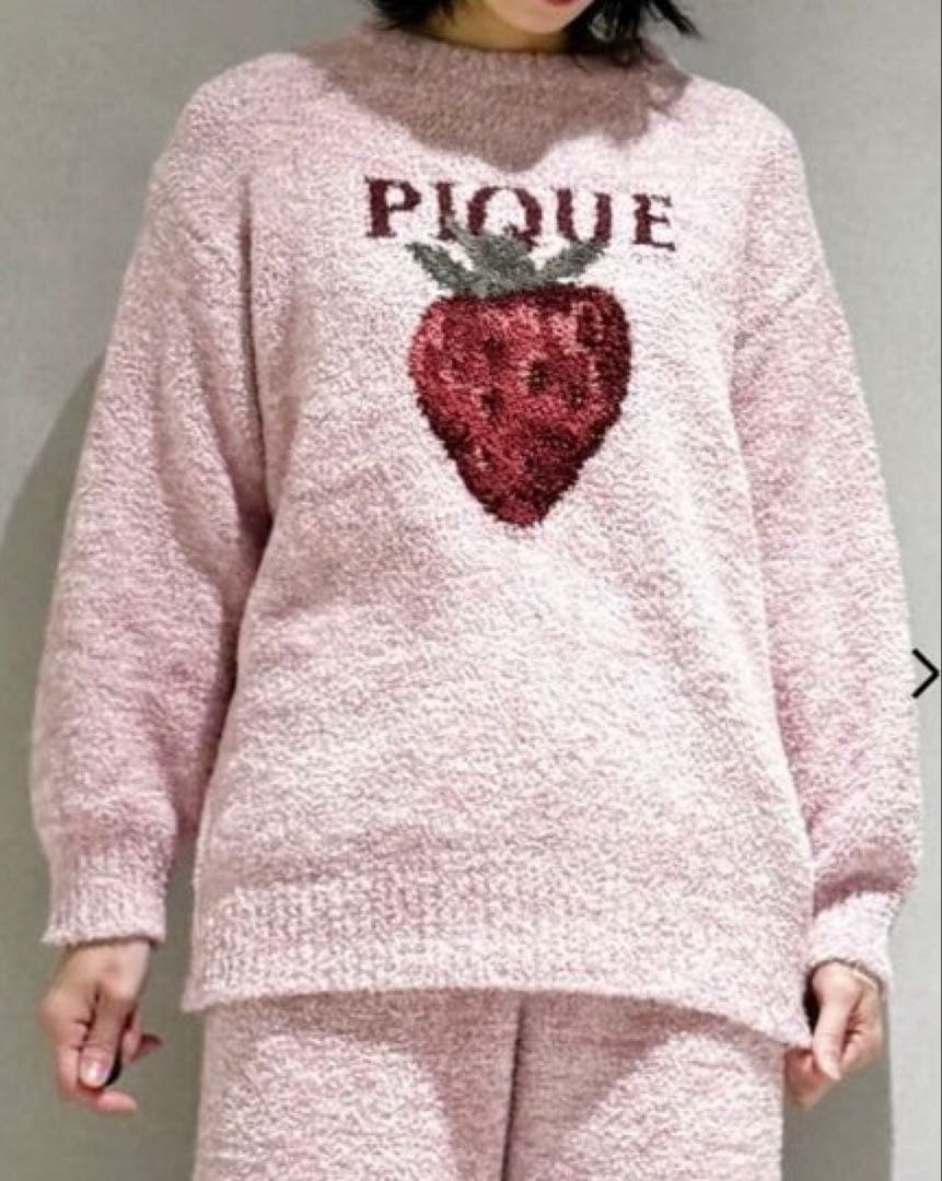 【新品】ジェラートピケ　メランジストロベリージャガードプルオーバー　ピンク