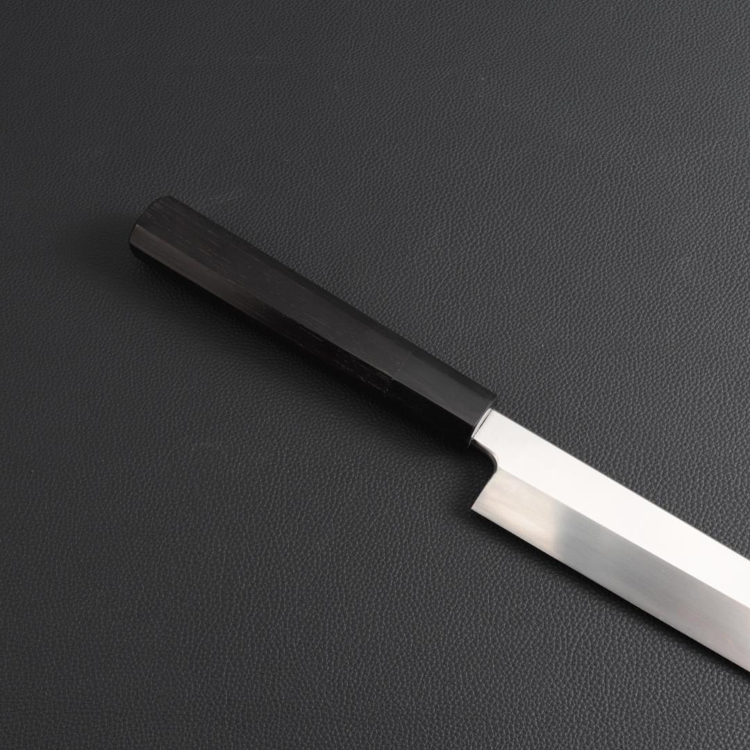 9824 切付柳刃包丁 尺一 刃は究極の切れ味 刺身包丁 黒檀黒水牛角八角柄