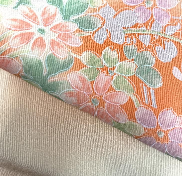 505ag49□七五三 七歳 女児 着物&袋帯 花文□状態良好