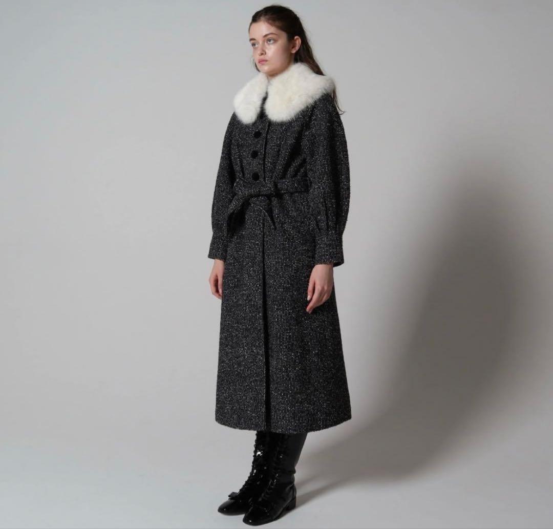 ジャケット・アウター epine feminine fur collar long coat