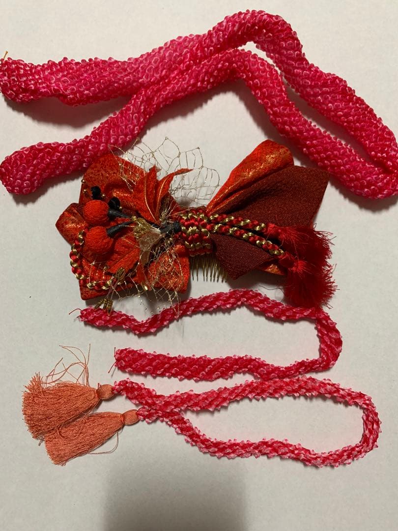 髪飾り　リボン　鹿の子　絞り　ちんころ大小3本セット　日本髪　七五三　成人式　祝