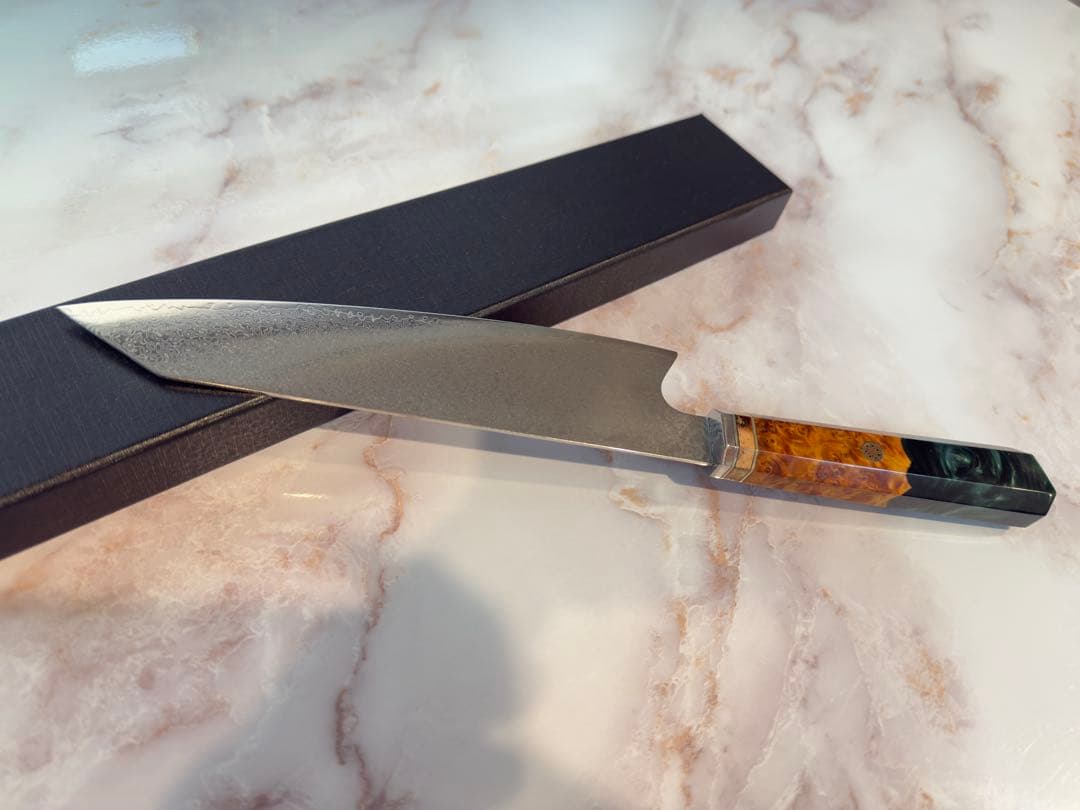 V10号金 ダマスカス シェフナイフ 刃渡210mm