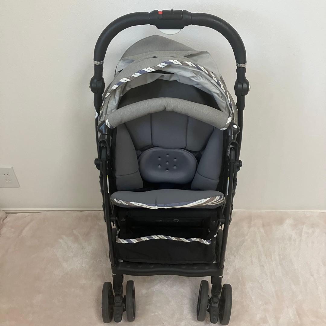 Aprica ラクーナエアーコンパクト グレー ベビーカー持ち手レザー ★美品