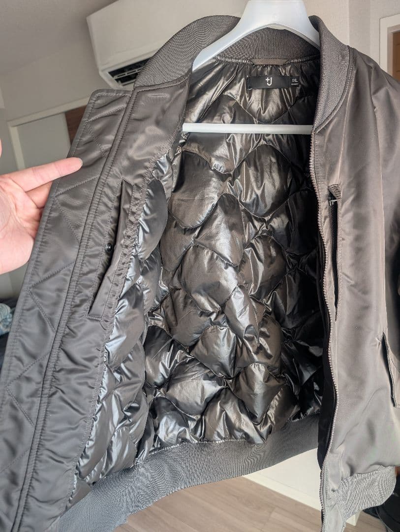 ユニクロ+J ハイブリッドダウン オーバーサイズ MA-1 XXL グレー