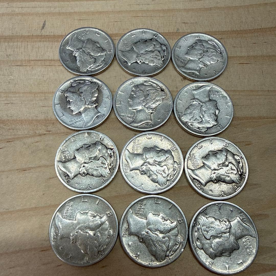 L*h様 アメリカ　マーキュリー・ダイム銀貨12枚セット