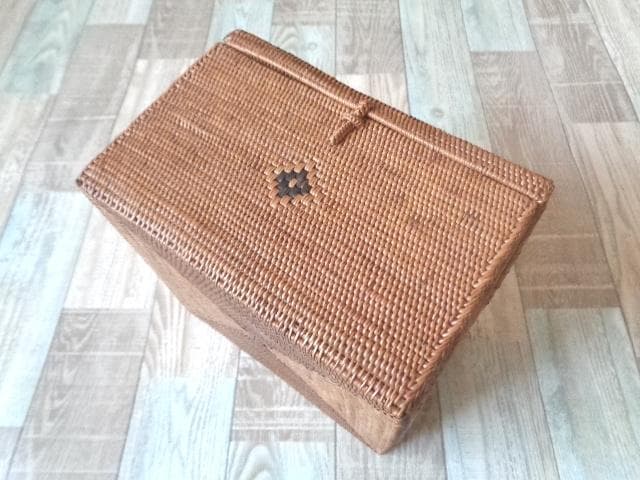 2種類セット●四角ボックス●フタ付●柄入●アタ●バリ島●1025.1