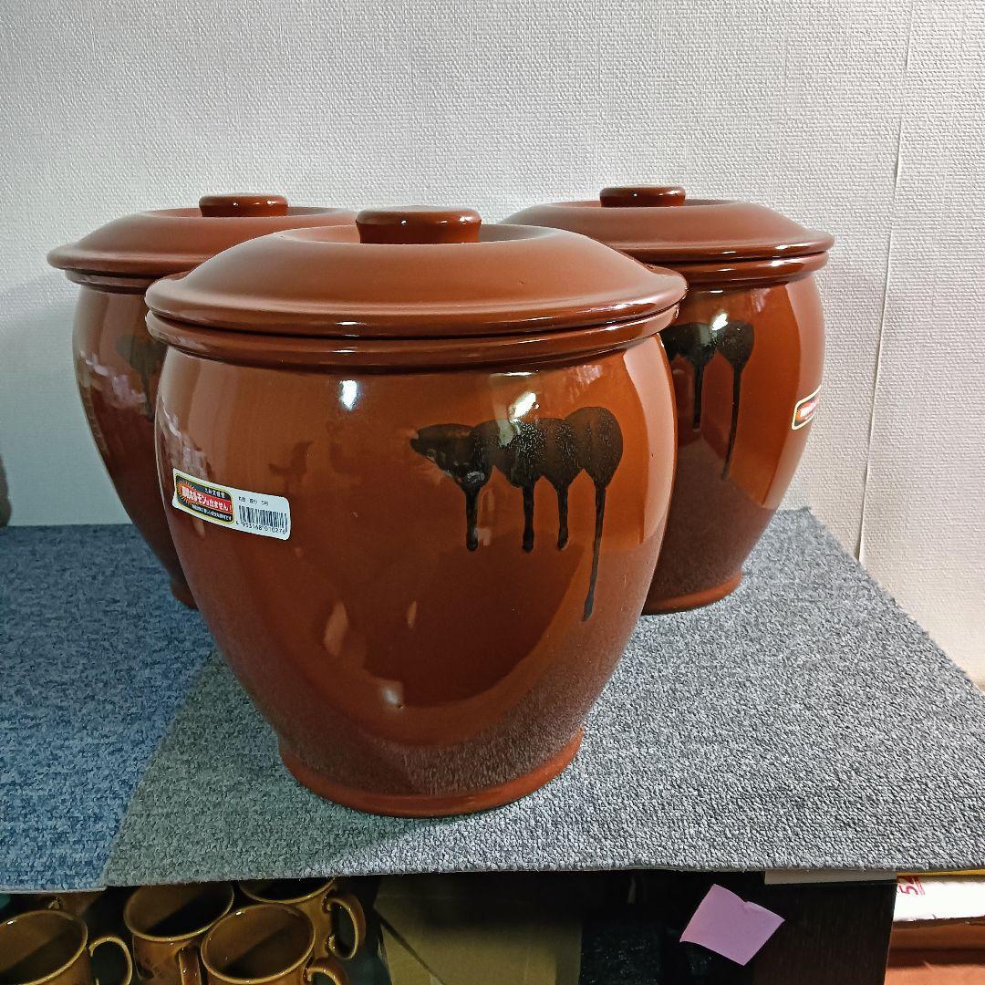 なべや 商品 丸壺 (蓋付) 5号 /9.0L 3個セット 久松