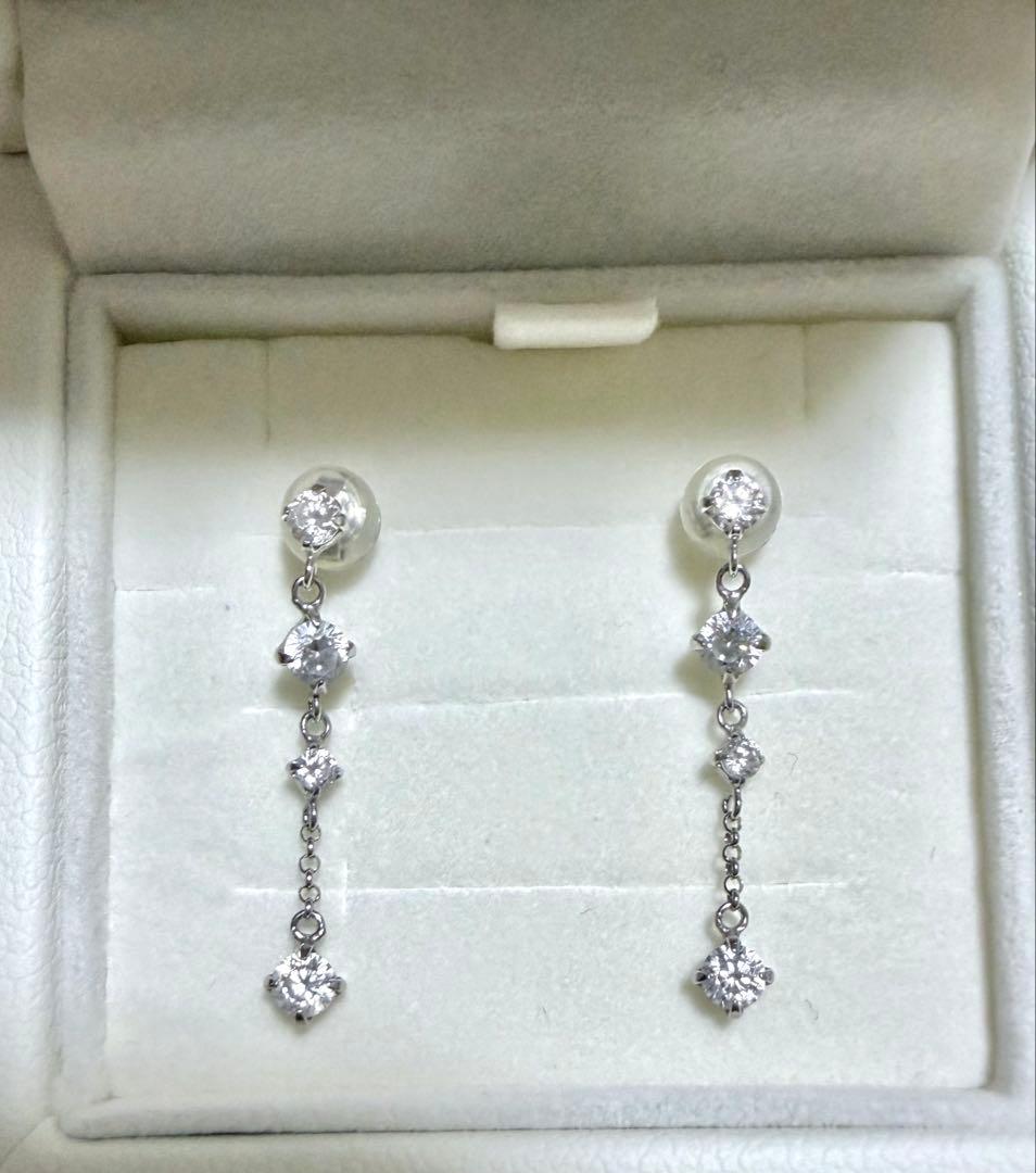 4°C ホワイトゴールド ピアス10K