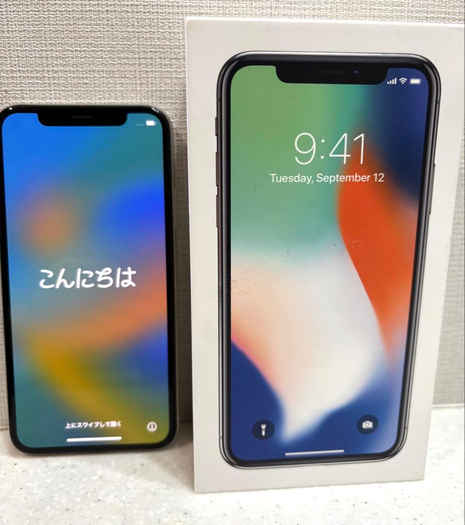 iPhoneX 64GB バッテリー100% SIMフリー　箱つき