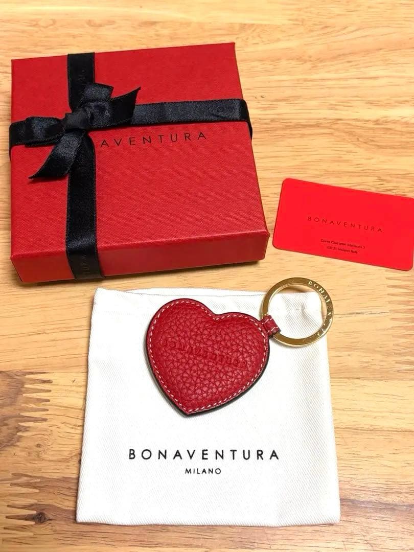 BONAVENTURAハート キーホルダー シュリンクレザー赤　新品未使用品
