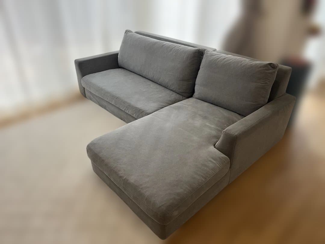 【直接渡し】LAULU カウチソファ 3人掛け ACTUS グレー　L字ソファ