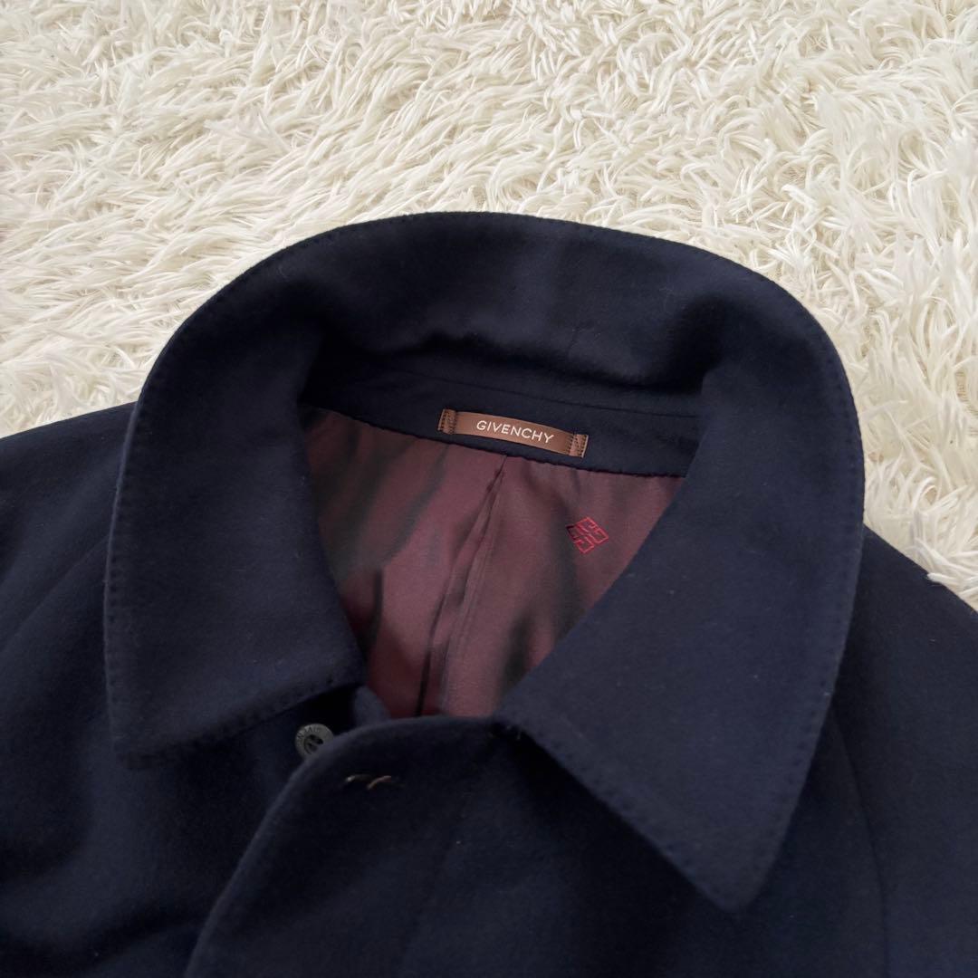 GIVENCHY ジバンシー カシミヤ100 ステンカラーコート ネイビー