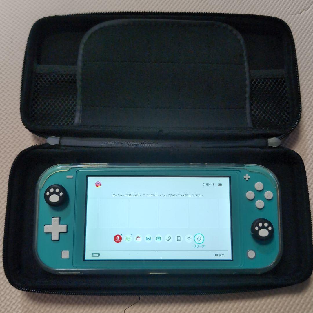 Nintendo Switch Lite ターコイズ 猫の足跡カバー付き