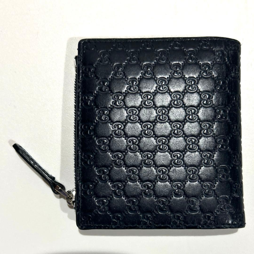 最安値⭐️超美品 グッチ マイクロGG 二つ折り レザー ブラック 正規品