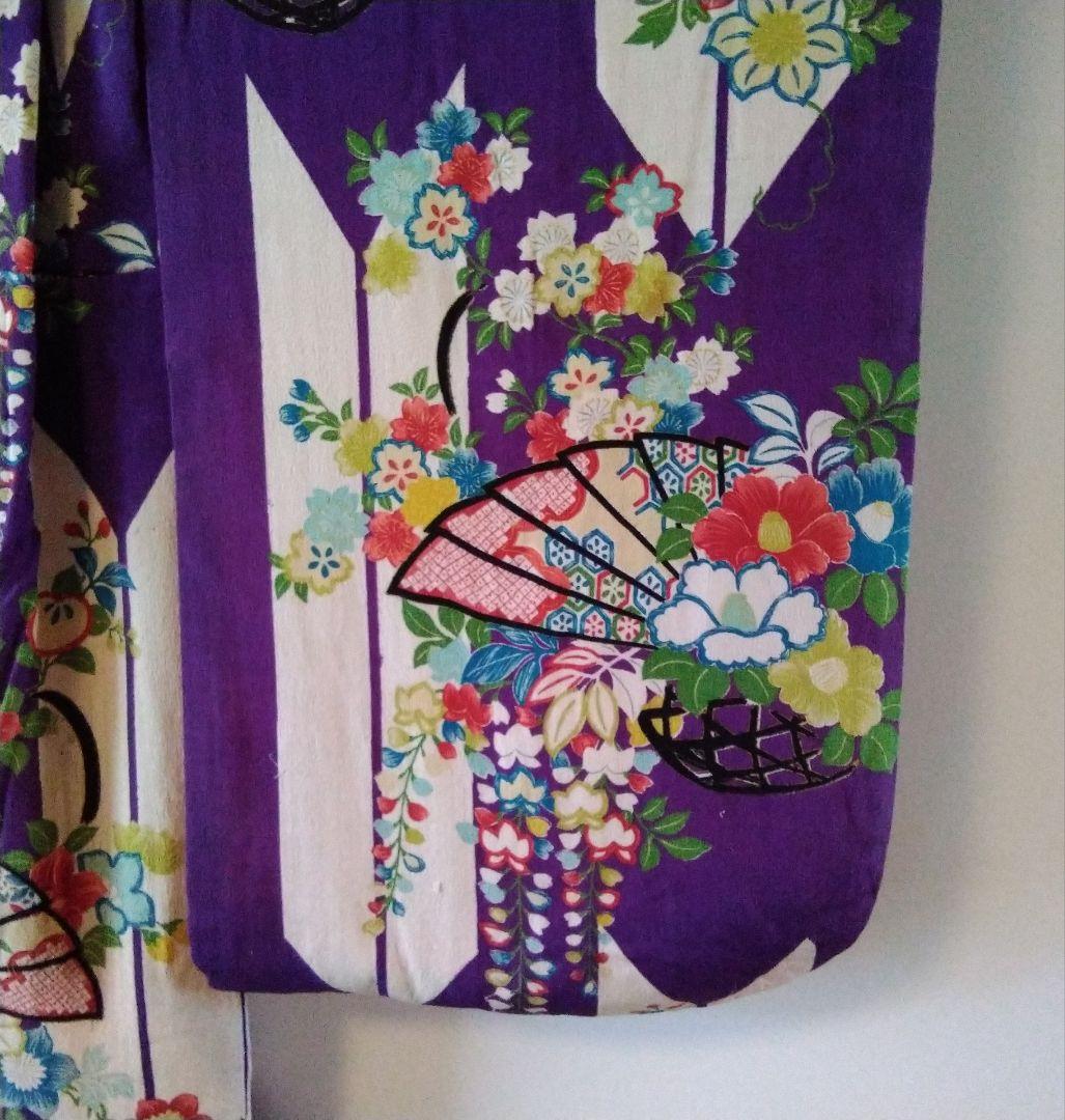 正絹ちりめん時代物　女の子の小振り袖　長襦袢付き