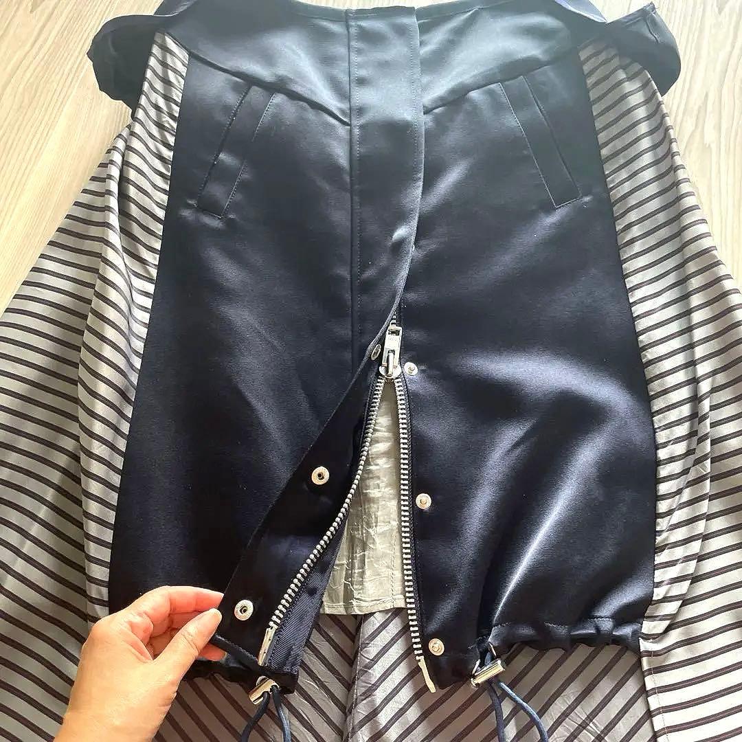 サカイ　シルクフレアスカート　ネイビー　サイズ1