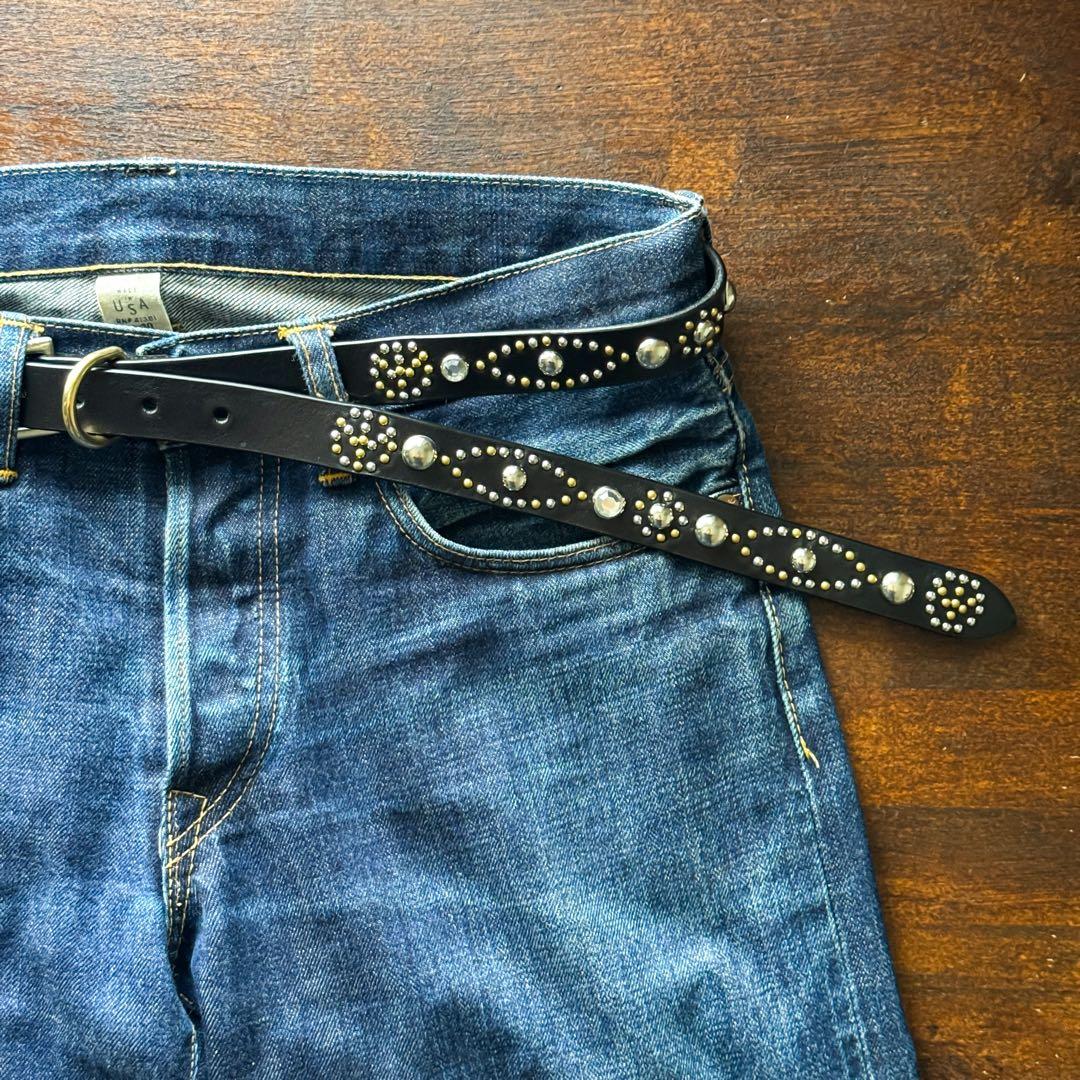 ハンドメイドナローベルトピースマークオール23mm125cm36inch