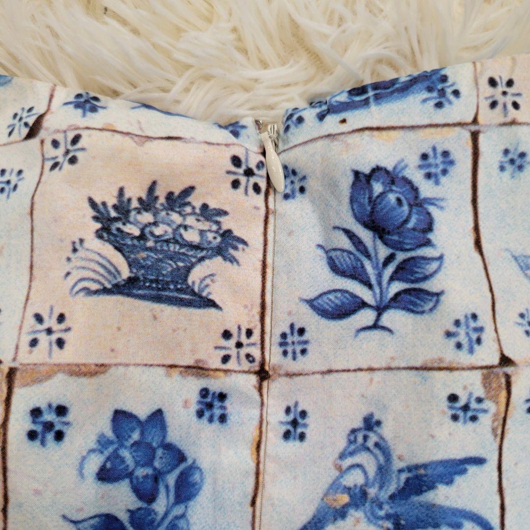 PRADA　プラダ　爽やか　ブルー　ワンピース　ドレス　フレア　可愛い　花柄