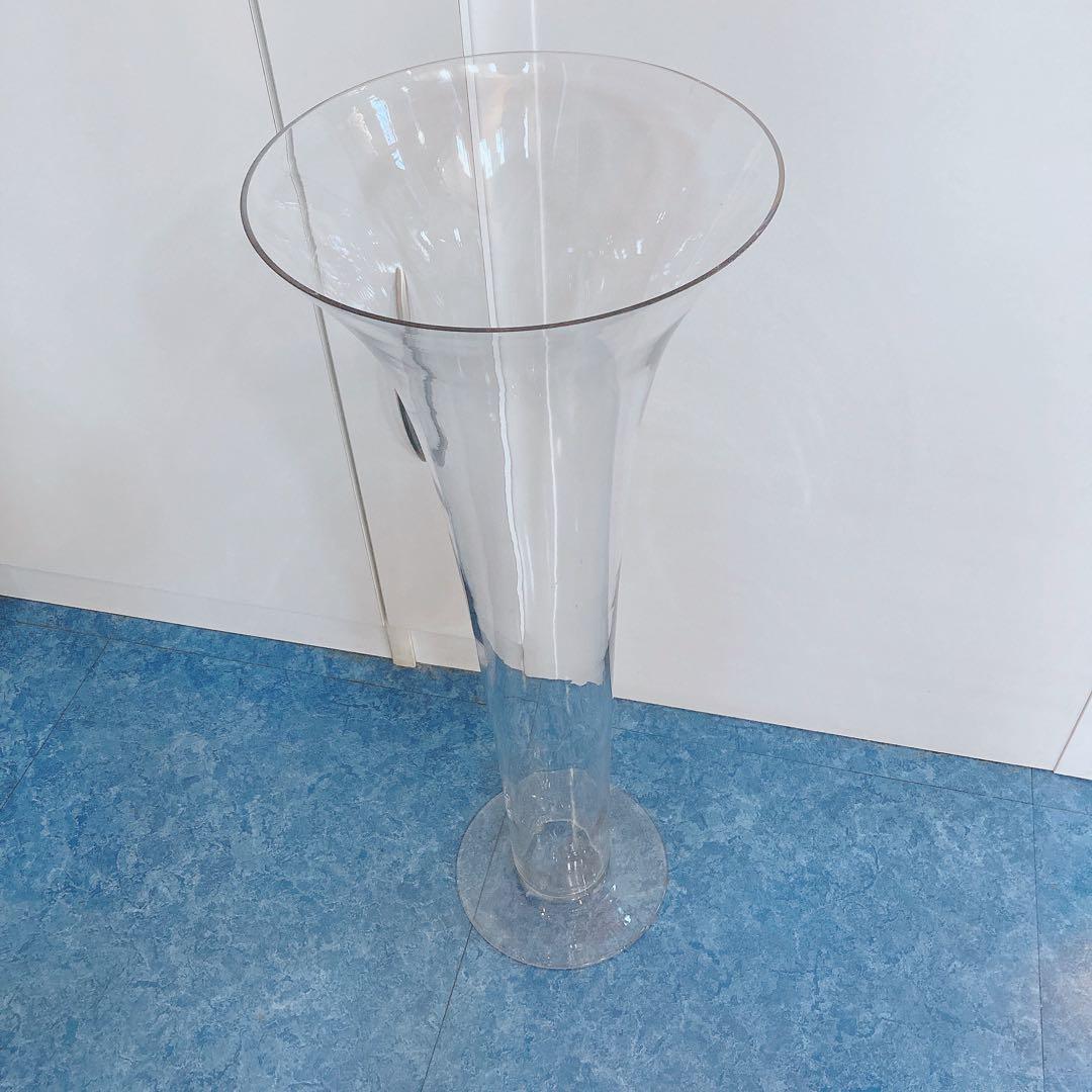 【 高さ66cm！ 】 ビッグサイズ ガラス 花瓶 フラワーベース
