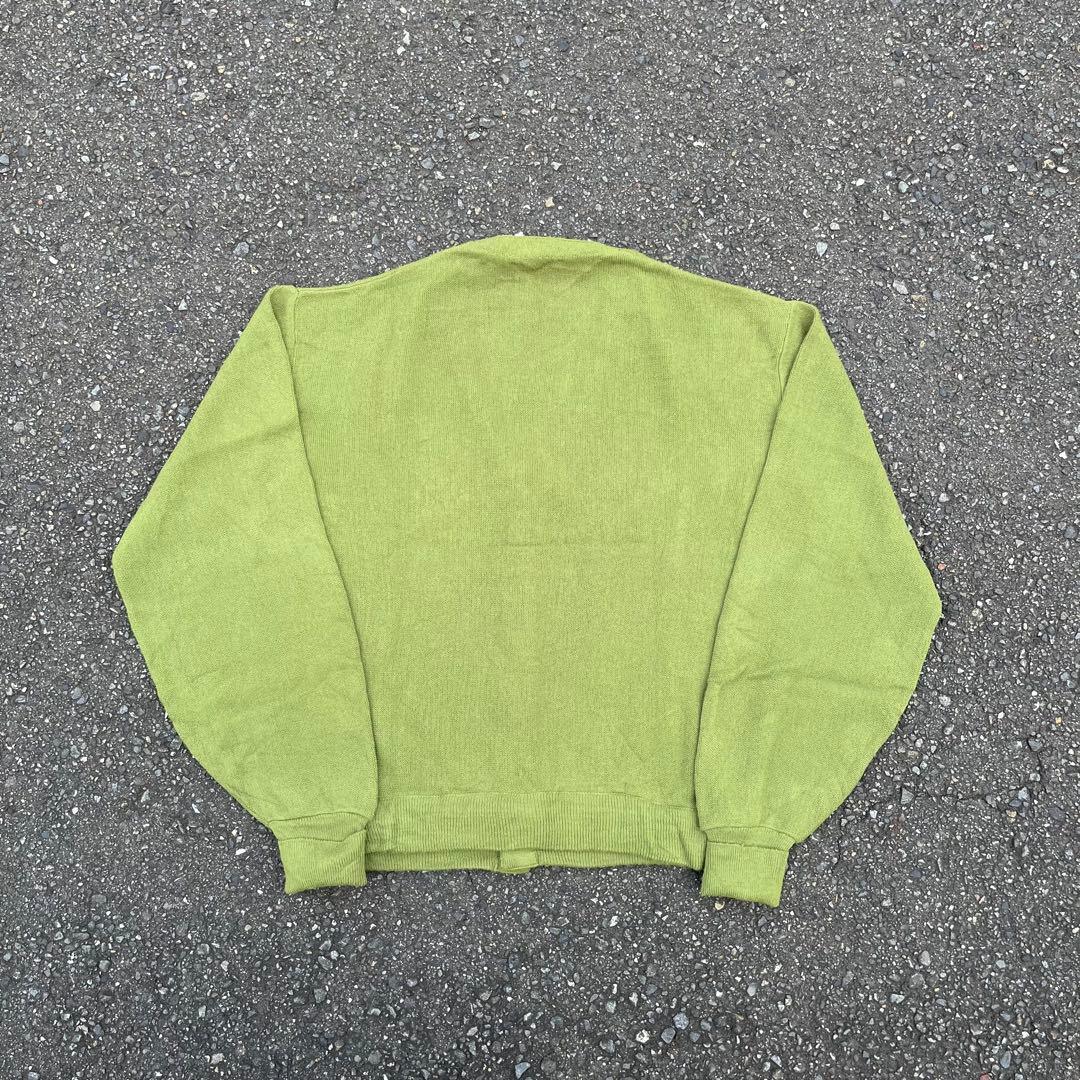 70s vintage JEFF MATES アクリルニットカーディガン L 緑