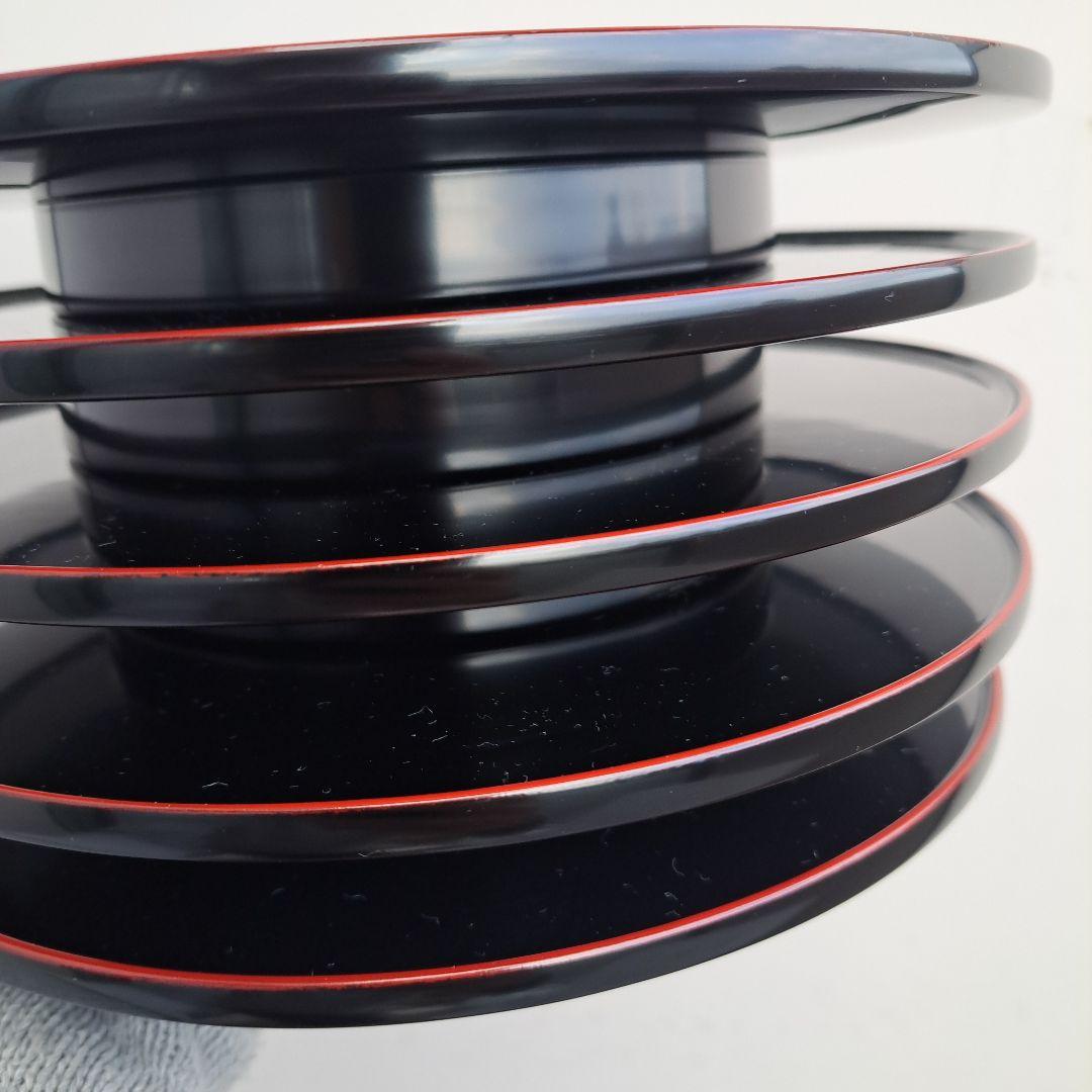 【輪島塗　7.5寸\"高台付き\"大皿×5客】布着本堅地　未使用/長期保管品