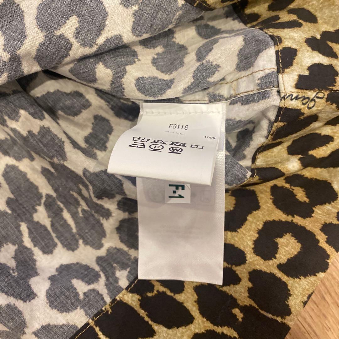 美品: GANNI レオパード ブラウス ヒョウ柄 バルーン袖トップス 38 M