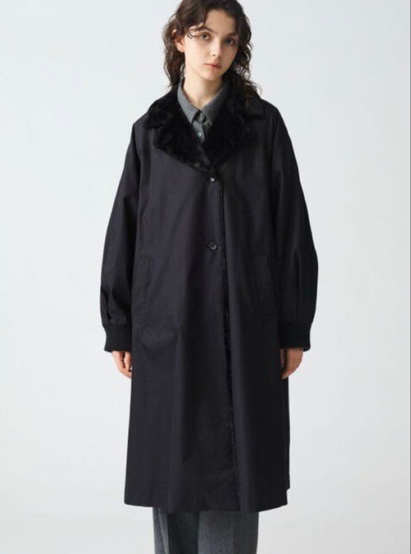 美品mizuiroind バックボアコート　ミズイロインド　黒