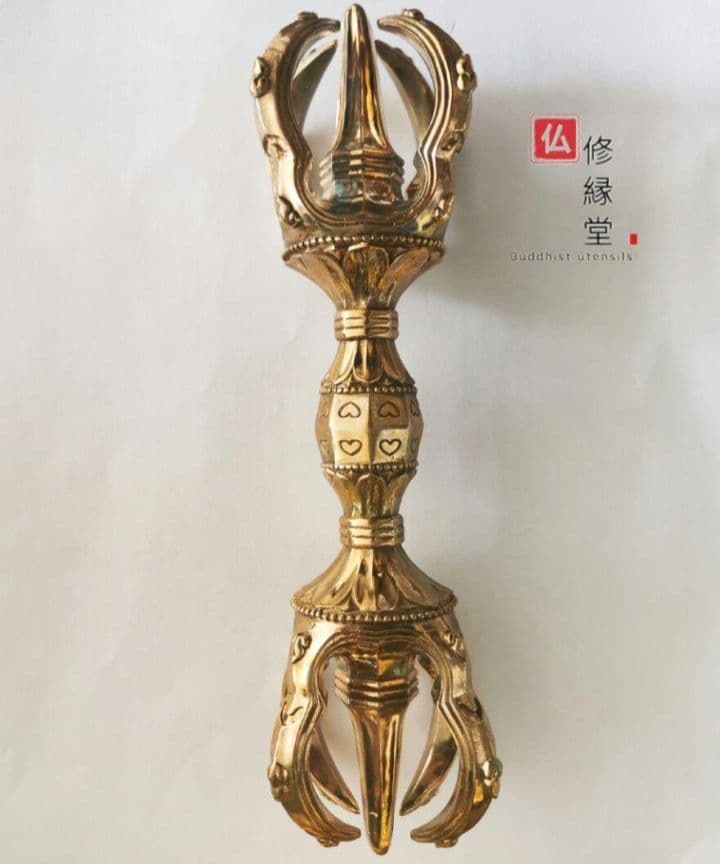 【修縁堂】密教法具 四大明王 法器 五鈷杵 金剛杵 真鍮金メッキ 22cm