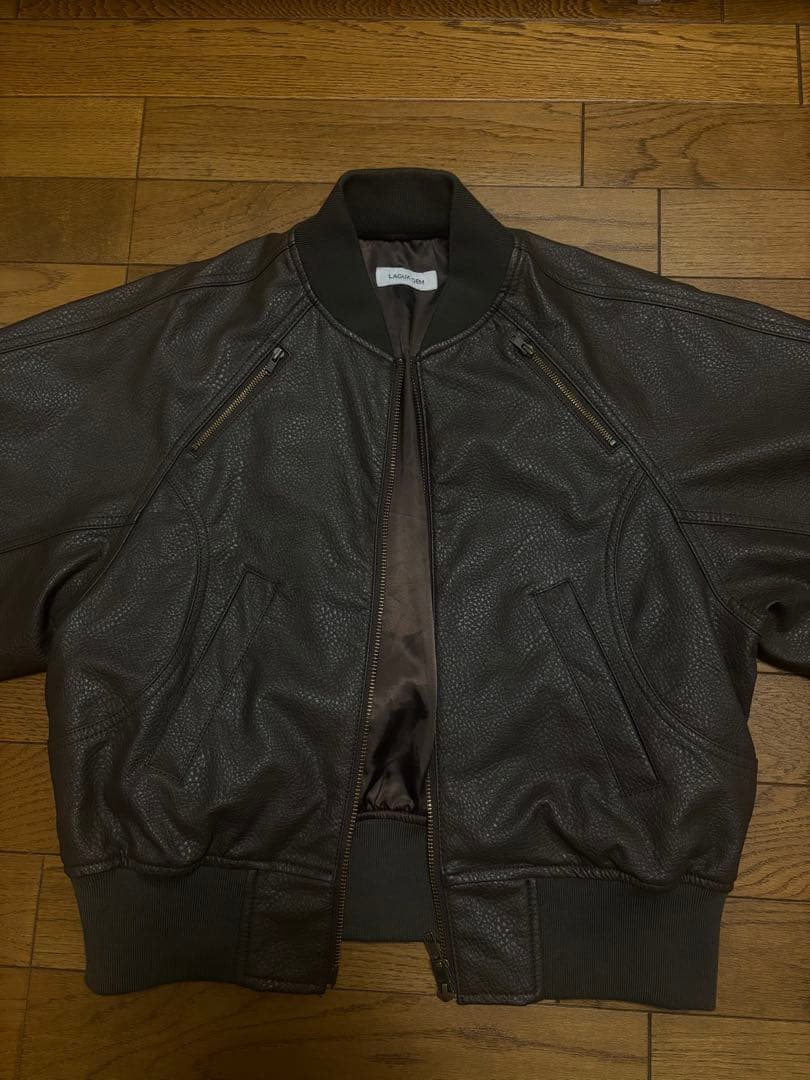 LAGUA GEM CROPPED FAUX LEATHER ブルゾン