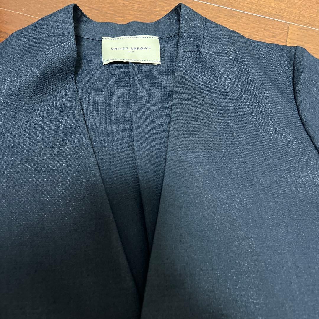 ユナイテッドアローズネイビーパンツスーツ ノーカラー