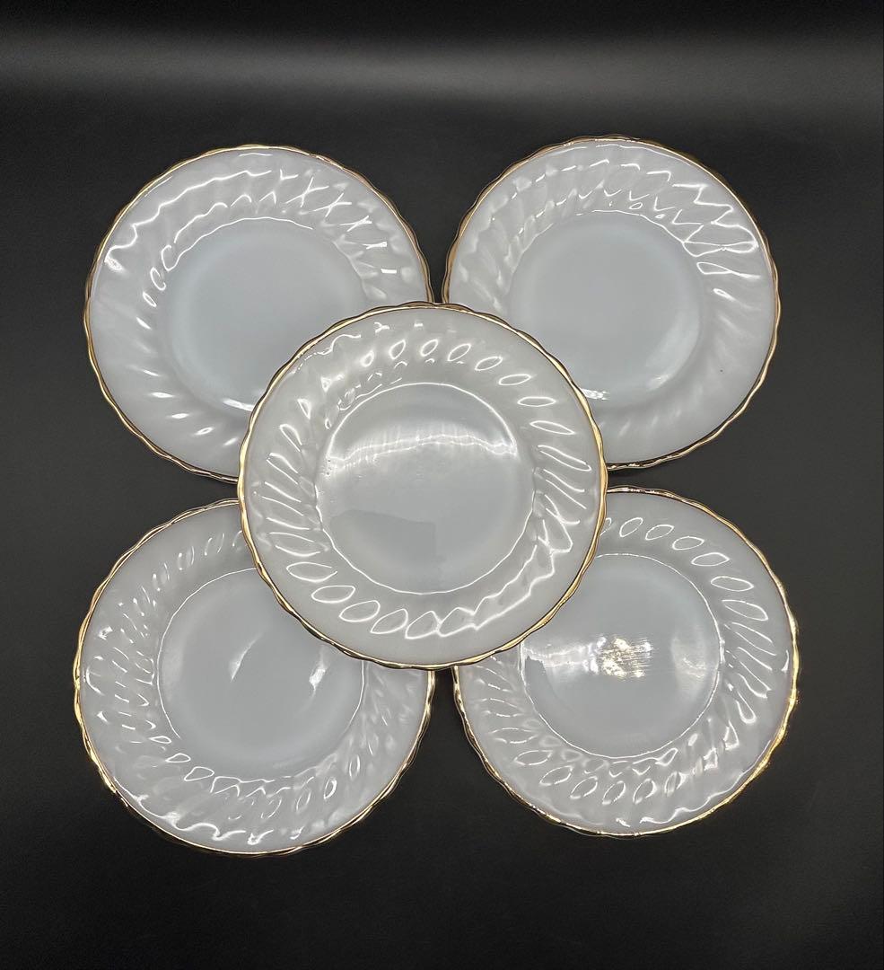 FireKing アンカーホッキング社　シェルゴールドリム　プレート　5枚　美品