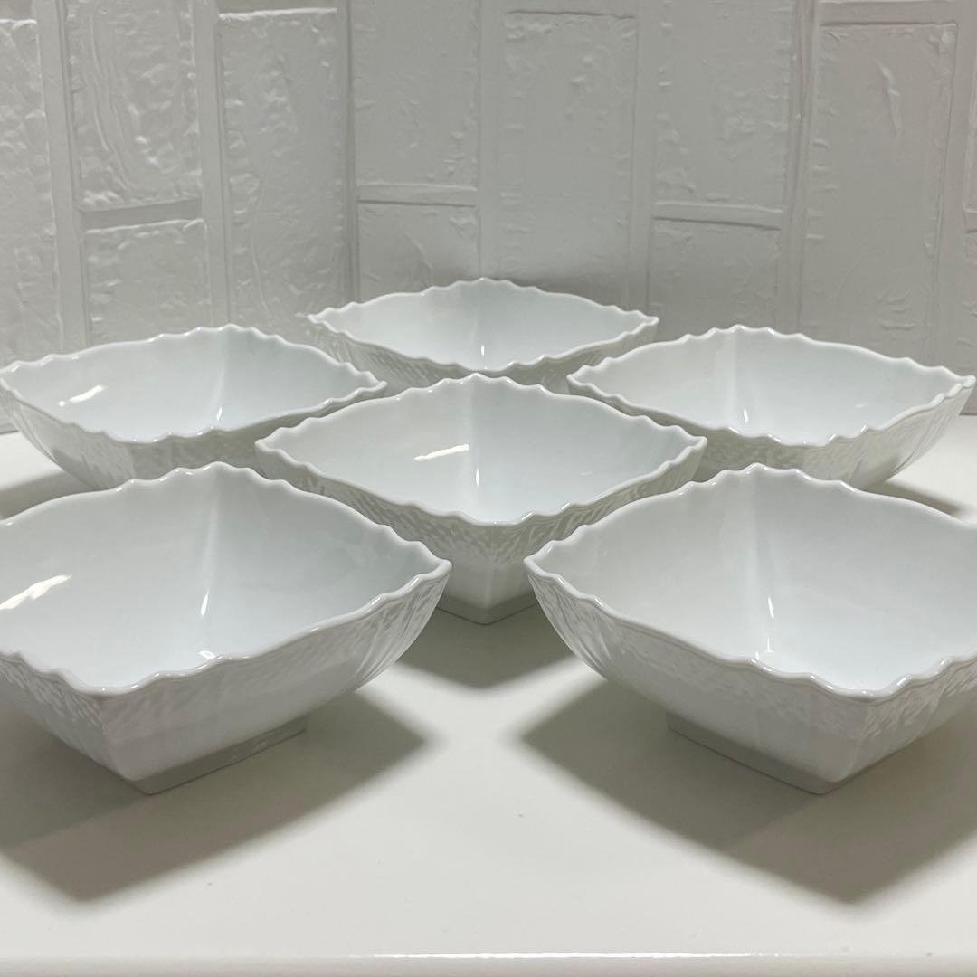 美品❗️リチャードジノリ　ベッキオホワイト　スクエアボウル　6個セット❗️
