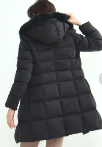 INDIVI シルキーサテンダウンコート フード付き 2way フォックスファー