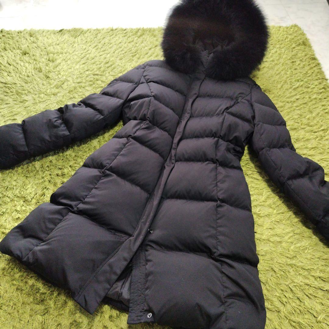 INDIVI シルキーサテンダウンコート フード付き 2way フォックスファー