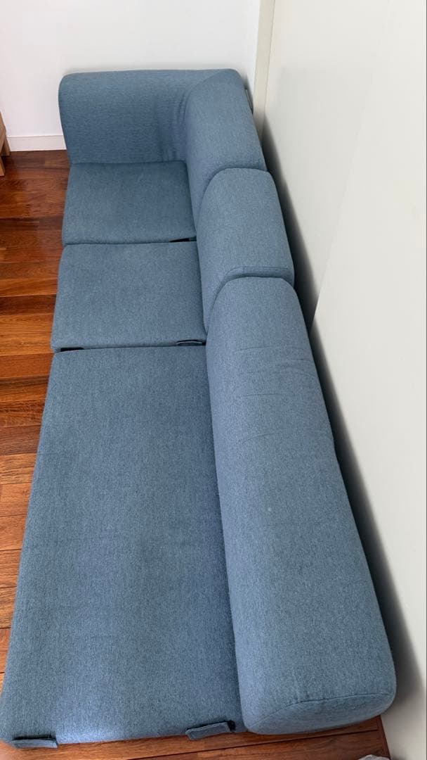 ニトリ　ポケット付きロータイプコーナーソファ3点セット (布 NV)