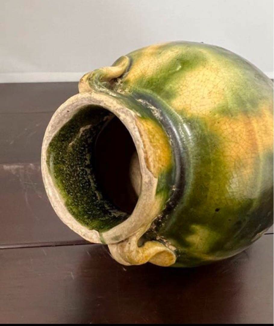 年代物 中国古美術•唐の時期三彩壺 唐三彩y602