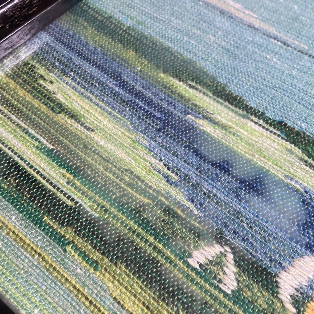 「優佳良織」ミズバショウ（つづれ）北海道　手芸工芸品　風景刺繍小型黒フレーム絵画