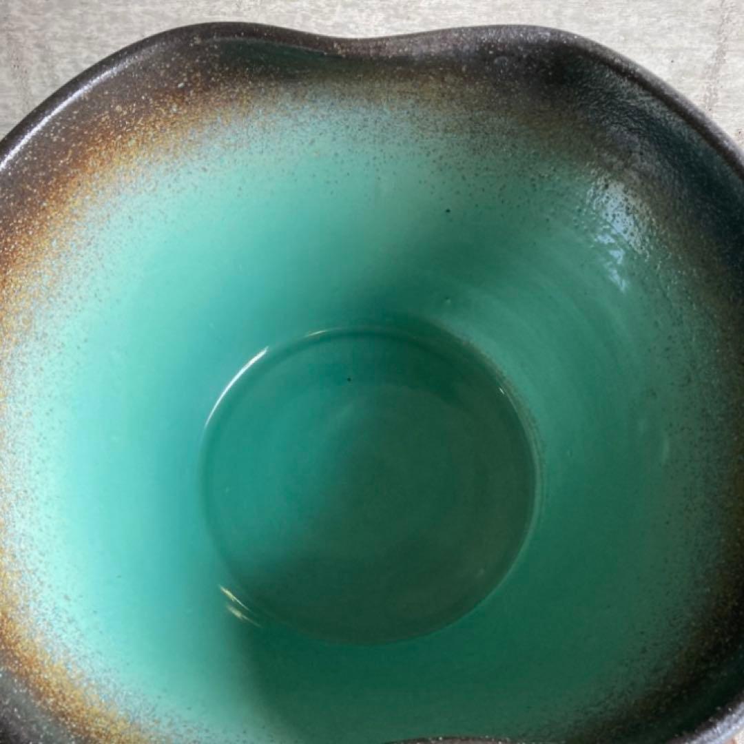 信楽焼 睡蓮鉢 めだか鉢 金魚 水鉢 植物 花器 大型 深鉢 緑色 和風 陶器